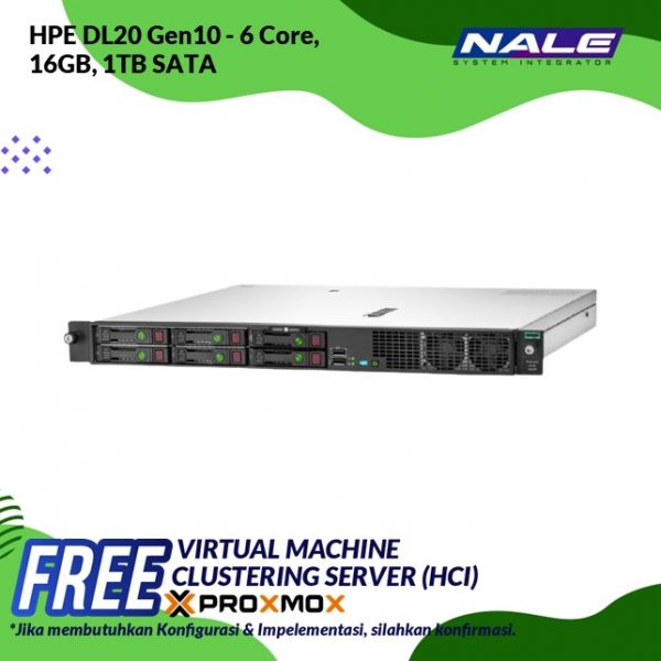 HPE P17081-B21 DL20 Gen10 - 6 Core, 16GB,  1TB SATA (4SSF)